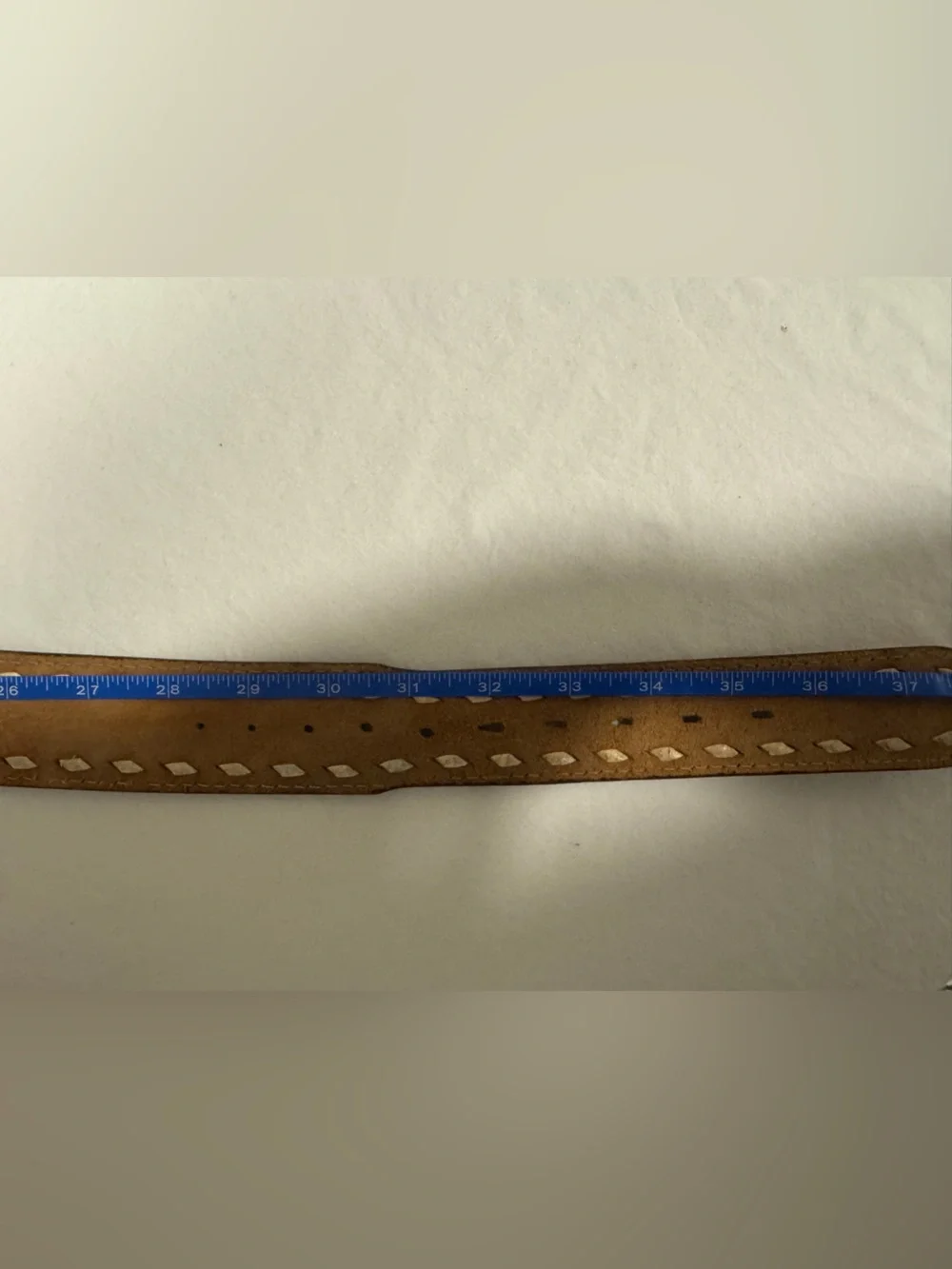 Vintage Hand Laced Top Grain Saddle Leather Buckstitch Belt Watertown SO DAK 34”